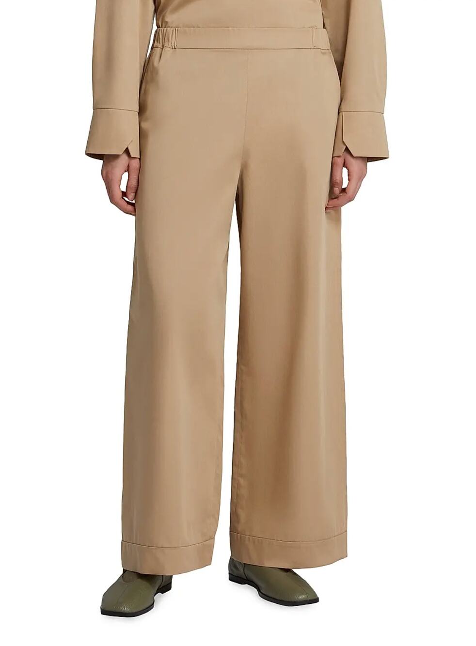 MM MAX MARA Cotton Satin Trousers in Taupe Size 10